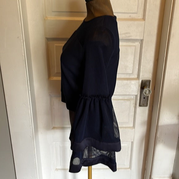 Blue long sleeve blouse with zip up back - Picture 2 of 3